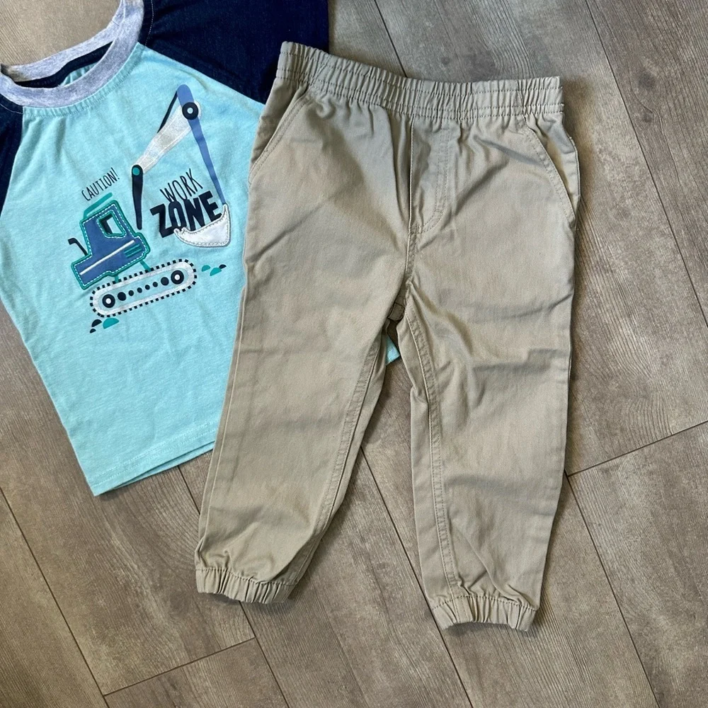 Kids Headquarters Toddler Boy Outfit Construction Work Zone Top & Cargo Joggers